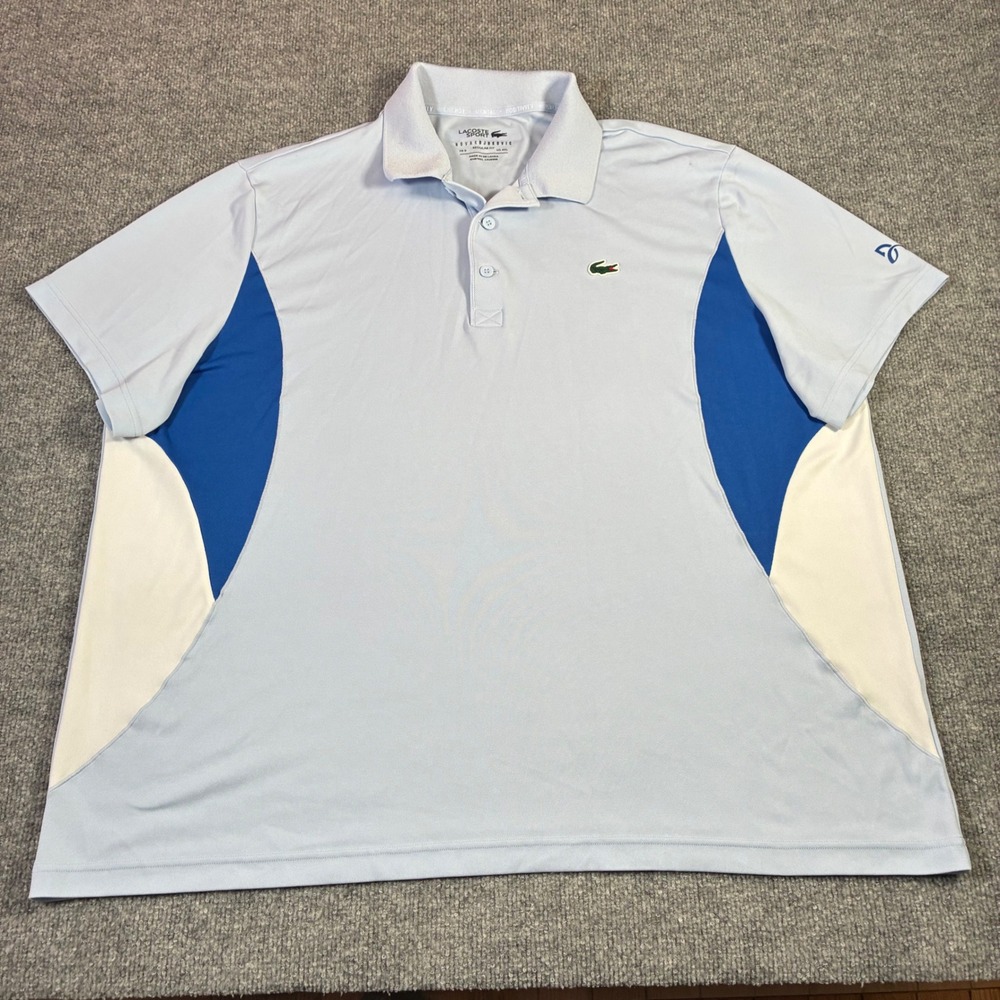 Lacoste Sport Novak Djokovic Polo Mens 4XL Blue Ultra Dry Colorblock Good